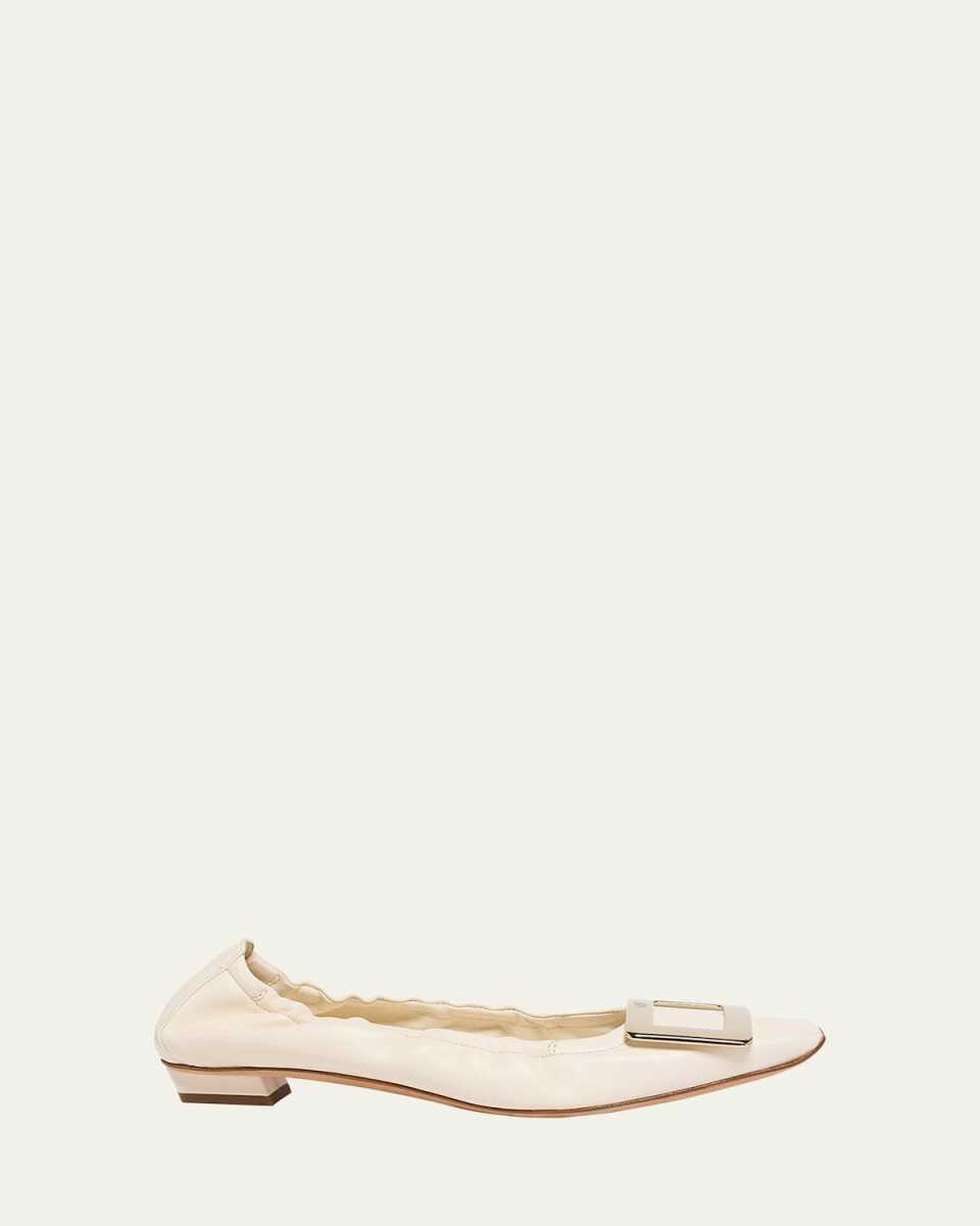 Belle Vivier Leather Buckle Ballerina Flats